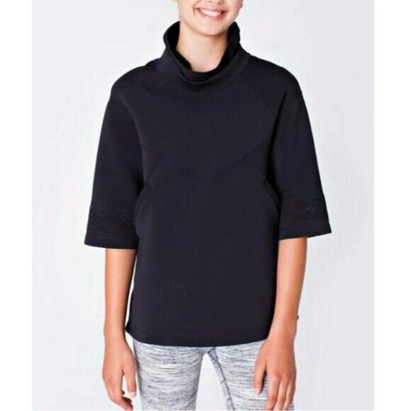 IVIVVA by Lululemon Black Pulse Jam Poncho Mock Neck Pullover Top Kids Sz 14 - Picture 14 of 14
